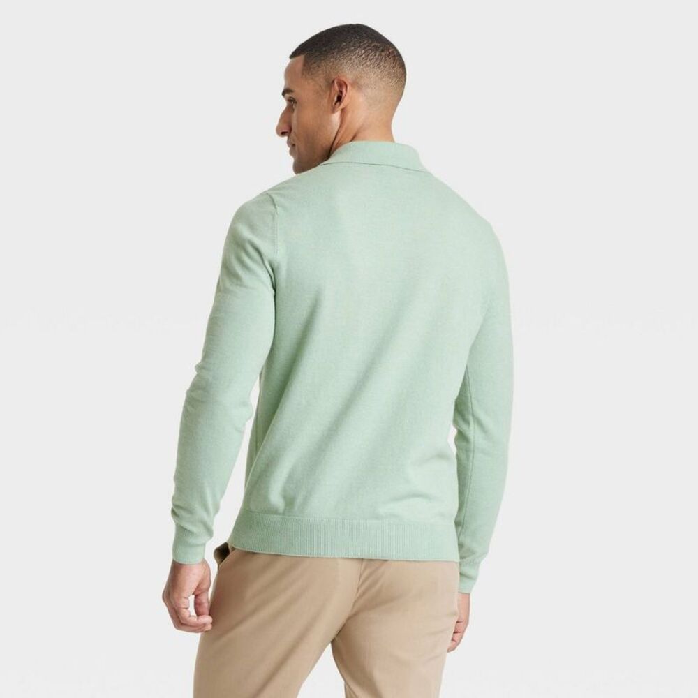 Goodfellow & Co - Men's Polo Collared Pullover Sweater - Goodfellow Sage - Picture 2 of 3